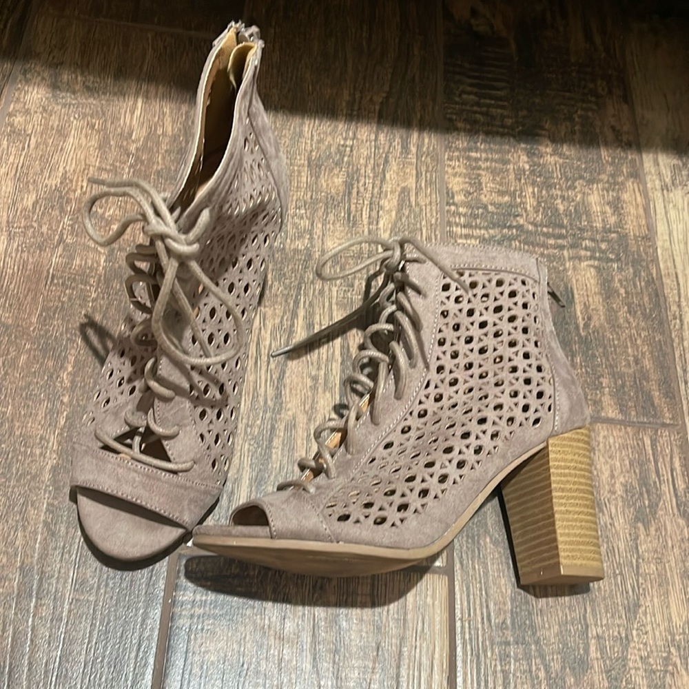 Qupid lace up booties